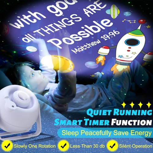 Image of Aurelema Bible Verses Projector Galaxy Projector Includes 12 Interchangeable Christian Discs Night Light Set Project Religious on Walls or Ceilings for Gift(Classic)