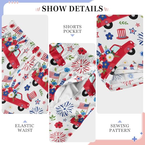 ZZXXB American Patriotic Day Car and Fireworks Boys Long Pants Soft Trousers Kids Lounge Bottoms with Pockets S-XL4
