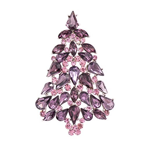 SEPBRIDALS Multicolor Crystals Rhinestone Brooch Women Jewelry Christmas Tree Broaches Pins P5458 (Purple)