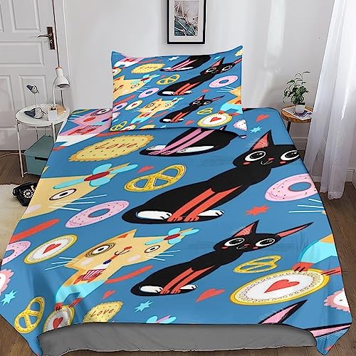 Parure de lit enfant 135x200 cm microfibre 3D housse couette cats - 2