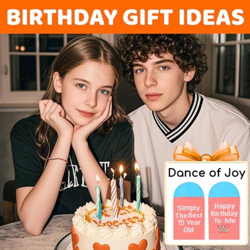 Zmart Birthday Gift Socks Ideas - Sweet 16 Gifts for 15 16 Year Old Girl, Birthday Presents for Teens, Simply the Best 15 Year Old Orange, M