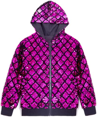 Image of Cilucu Kids Jackets Girls Boys Plaid Sequin Zipper Coat Jacket for Toddler Girls Birthday Outerwear Clothes