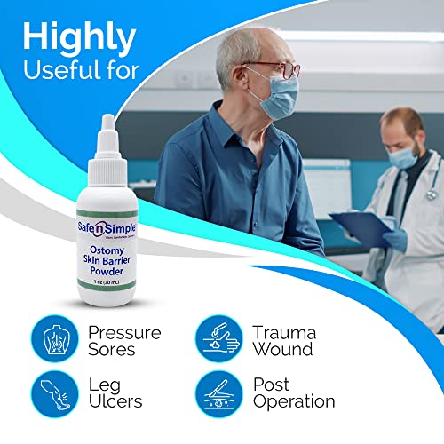 safe n39 simple stoma skin barrier powder - 1 oz - medicated protective skin barrier powder - skin barrier protection ostomy powder supplies - stoma adhesive powder