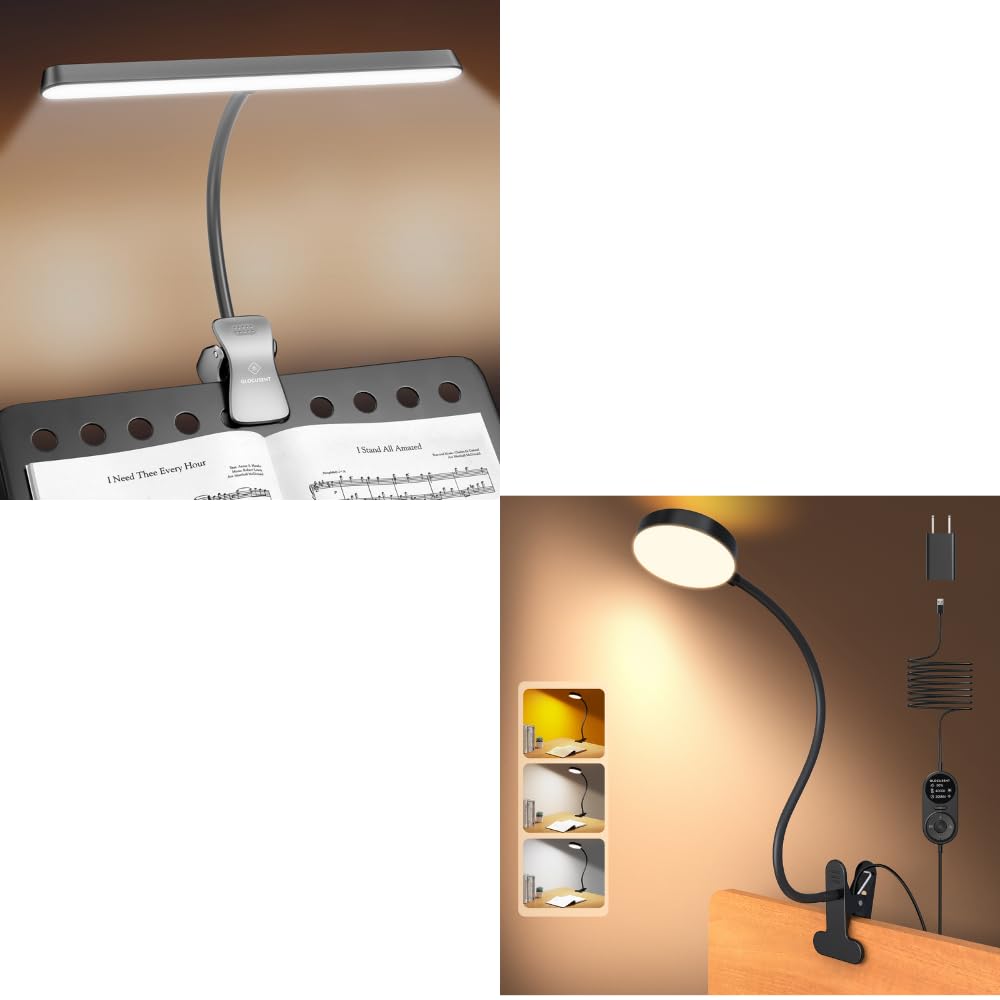 Glocusent 57 LED Superhell Notenpultleuchte 72 LED Leselampe Bett mit Amber Nachtlicht