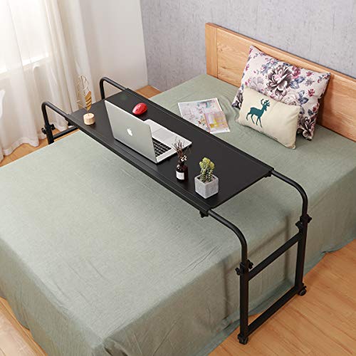 Tigerdad QQ-900 BLACK Overbed Table With Wheels Overbed Desk Over Bed Desk King Queen Bed Table Overbed Laptop Table Over Bed Table thumb #1