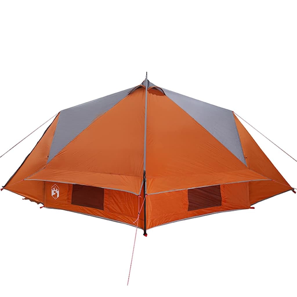 Tenda Teepee 8 persone, grigio e arancione, poliestere 185T con borsa per