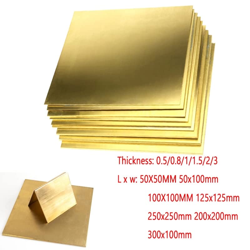 1Pc Brass Plate Frame Model Mould DIY Contruction Brass PadBrass Sheet Thickness 0.5/0.8/1/1.5/2/3 (Size : 0.5X100X100MM)