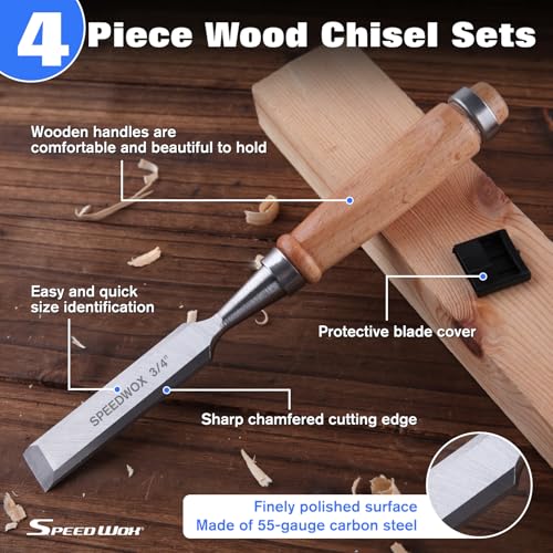 SPEEDWOX 4 Piece Wood Chisel Sets Professional Wood Chisel Set for Woodworking Tools Set Wood Tools Chisel Set Woodworking Wood Chisels for Woodworking 1/4"(6 mm) - Image 4