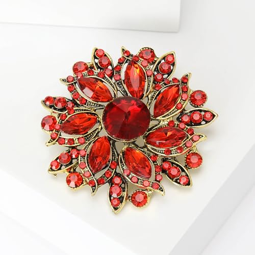 Image of Trendy Large Rhinestone Flower Brooches 8-color for Women Luxury Office Party Casual Pins Jewelry Accessories Gifts