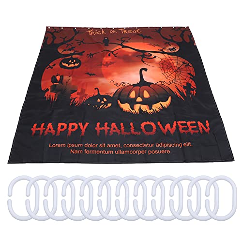 jojofuny Feliz Halloween Cortina de Ducha Truco O Trato Calabaza Araña Murciélago Baño Cortina Pesadilla Antes de Navidad con 12 Ganchos Halloween Fiesta Favores Suministros