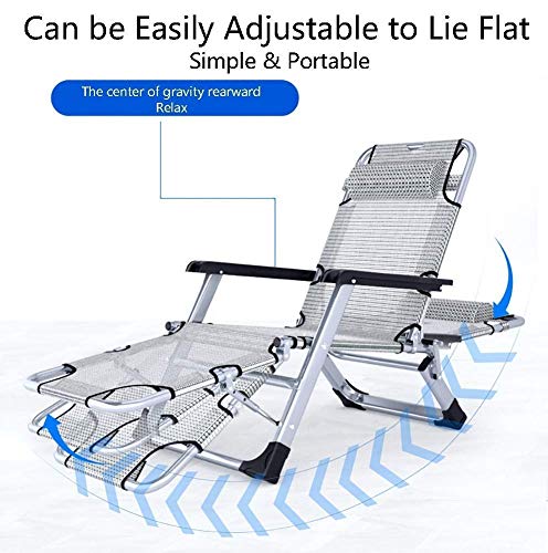Chaises longues zero gravity robustes chaise de jardin pliante grise 200 kg - 6