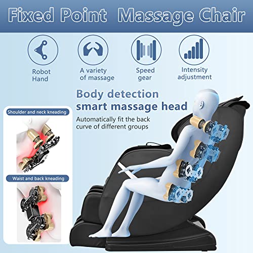 Image of BestMassage Massage Chair Zero Gravity Full Body Electric Shiatsu Massage Chair Recliner with Foot Rollers Built-in Heat Therapy Air Massage System Stretch Vibrating for Home Office(Black)