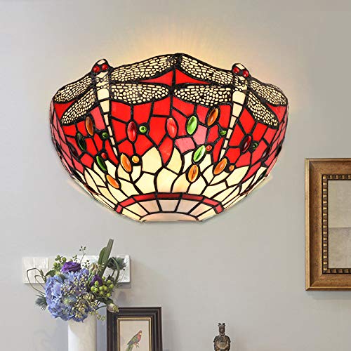 ステンドグラス　壁掛け　額付き　内部電球点灯付き Amazon | STGLED 電池ライト 電球付き リモコン付き 壁掛け照明 とんぼ