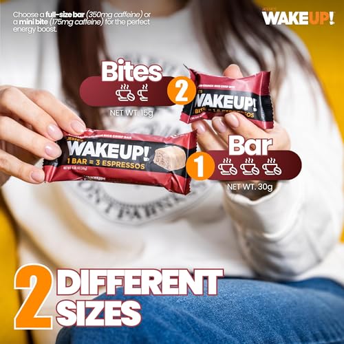 Image of WAKE UP! Caffeinated Cinnamon Crunch Energy Bars - 350mg Caffeine Per Bar (3 Espressos) - Coffee Alternative for Extreme Energy & Focus - Vegetarian, Gluten-Free, Kosher - 3 Pack (18 Bars)