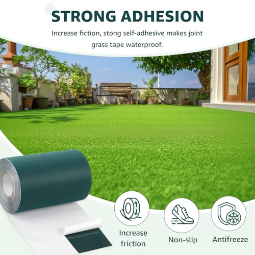 Image of Artificial Grass Turf Tape, 6 inch x 16' Turf Seam Tape: Self-Adhesive Artificial Grass Seaming Tape for Indoor Outdoor Carpet Jointing, Connecting Lawn, Rug, Pet Grass Mat