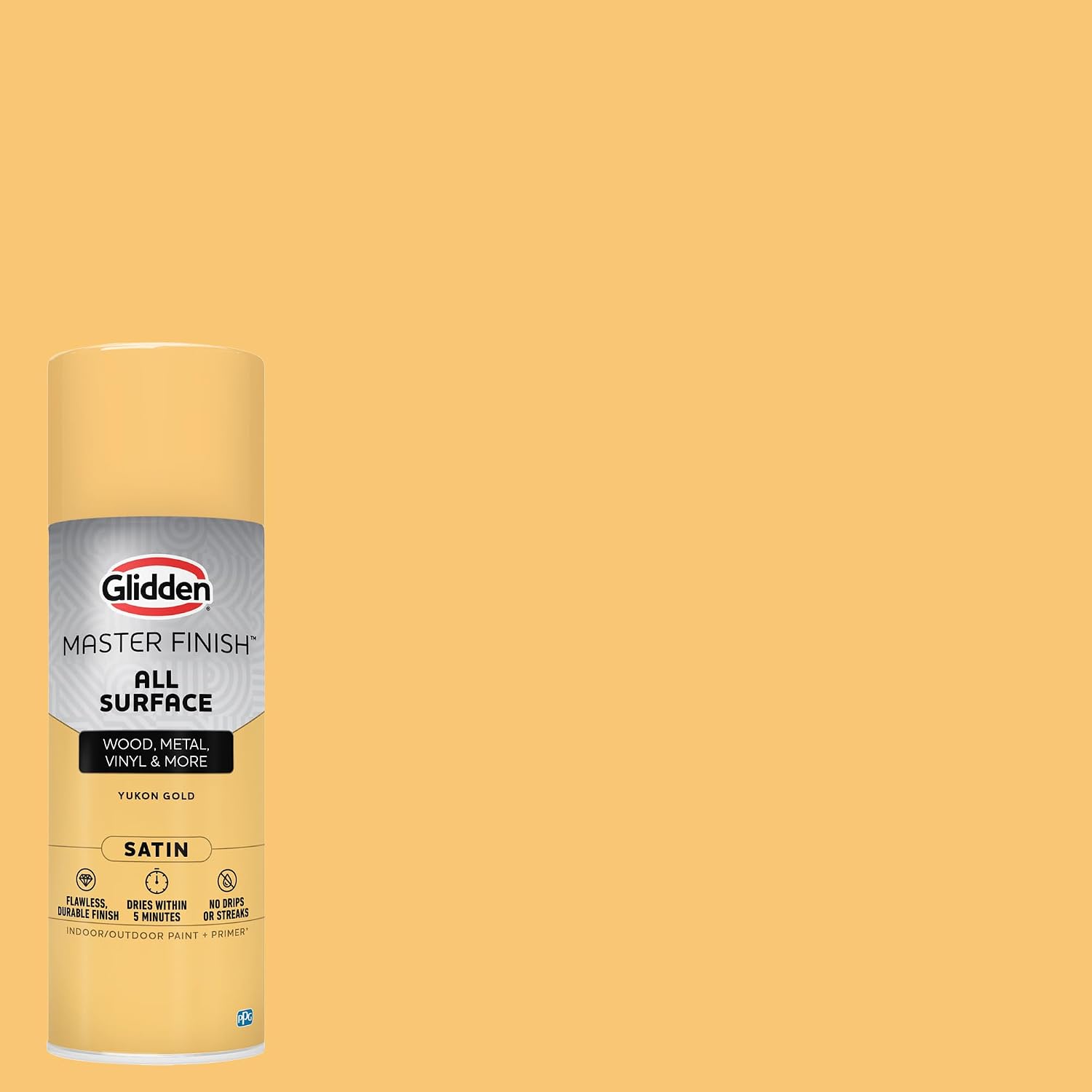 Glidden Master Finish 12 oz. Satin Yukon Gold Interior/Exterior All Surface Spray Paint and Primer