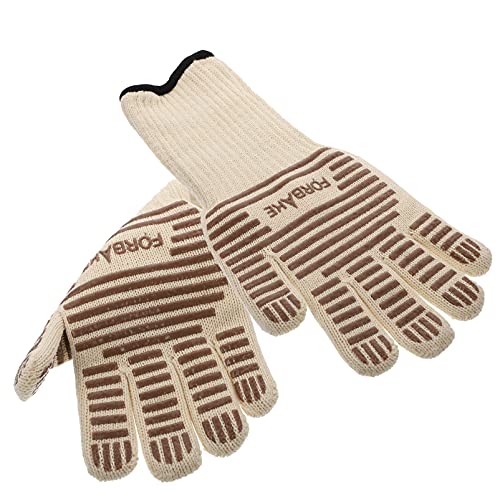 DOITOOL 1 Pair Microwave Oven Gloves with Fingers Oven Mitts Pot Holders Heat Resistant Anti- Scald Kitchen Gloves Cooking Mitts for BBQ Grilling Baking Camping Light Yellow