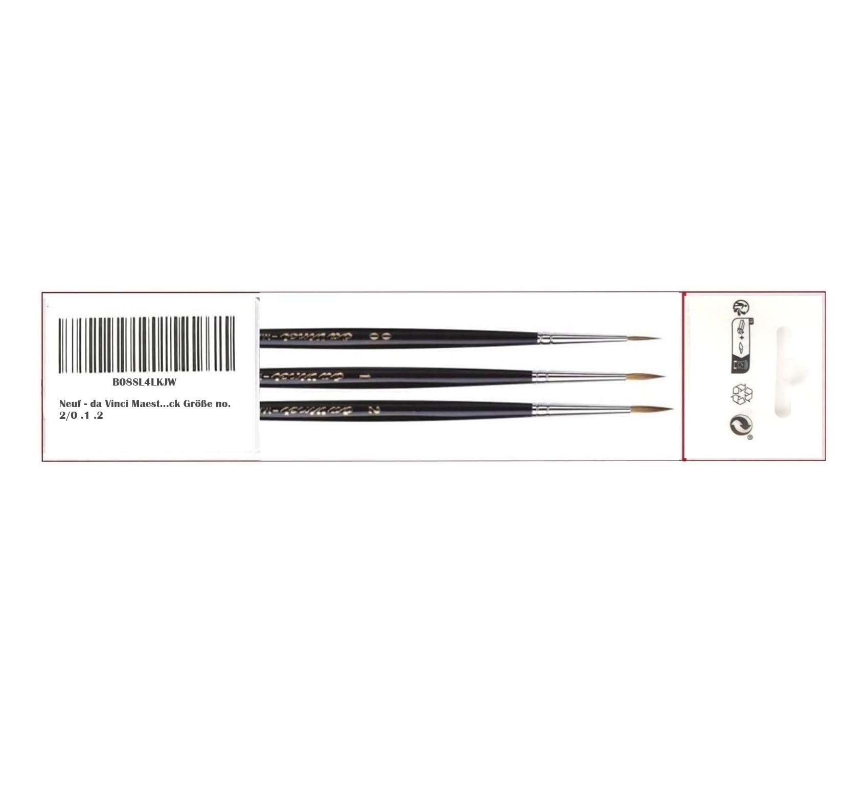 Da Vinci Maestro série 35 Pinceau martre Tobolsky-Kolinsky, Poils - 3 pièces Taille n ° 2/0 .1 .2