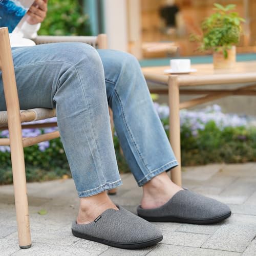 Garonne Men's Wide Slippers with Memory Foam, Slip-on House Shoes for Wide Width Feet2