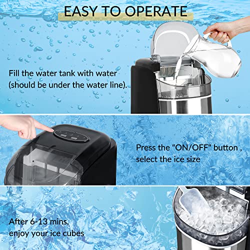 IJsblokjesmachine, roestvrij staal, 12 kg, ijsblokjesmaker, 6 minuten productietijd, ijsblokjesmaker, zelfreinigende functie, ijsblokjesmaker - Image 7