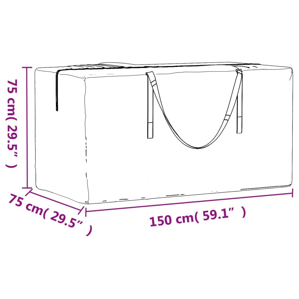 vidaXL Borse Porta Cuscini Giardino Nere 150x75x75 cm Polietilene 2pz