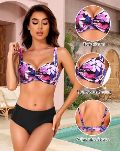 Image of Yonique Women Underwire Bikini Top - 2026 Push Up Swimsuit Tops Padded Bra Bahting Suit