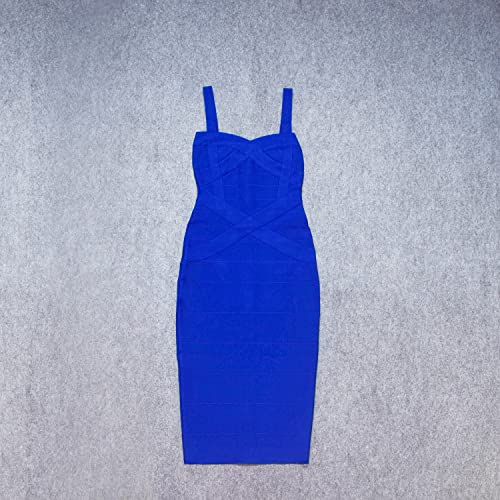 Image of Midi-Calf Solid Color Spaghetti Strap Rayon Bandage Dress