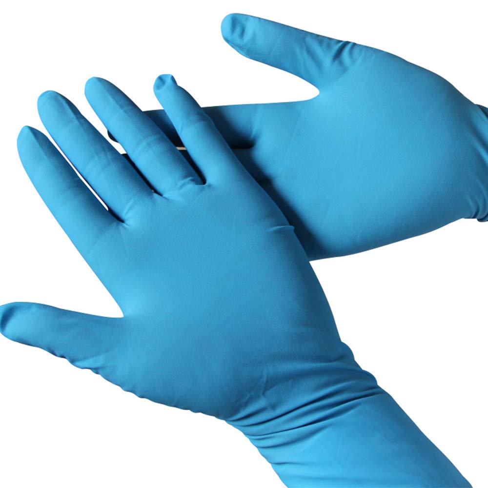 Gants nitrile anti acide et alcali bleus 16 pouces taille S longue manchette