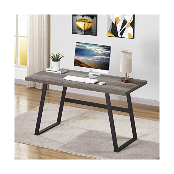 BON AUGURE Rustic Wood Computer Desk, Industrial PC Writing Desk, Vintage Study Table for Home Office Workstation - Image 9