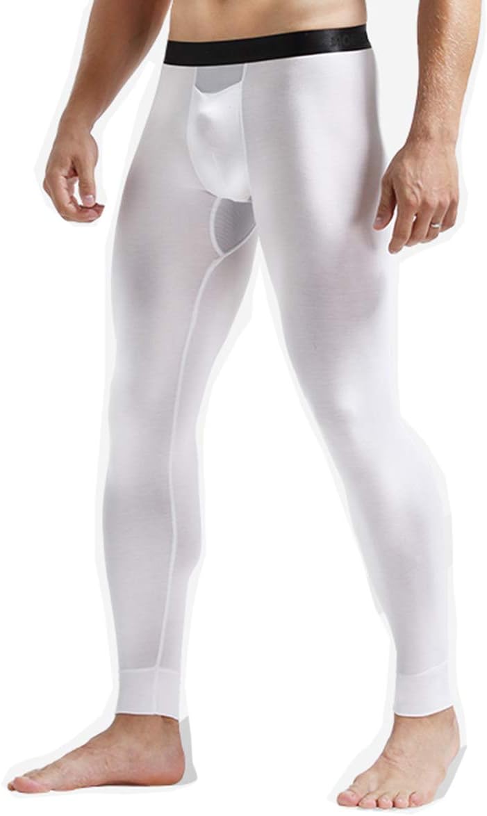 OuruikiaMen's Thermal Underwear Pants Modal Thermal Bottoms Long Johns Pants Underwear with Separate Pouch