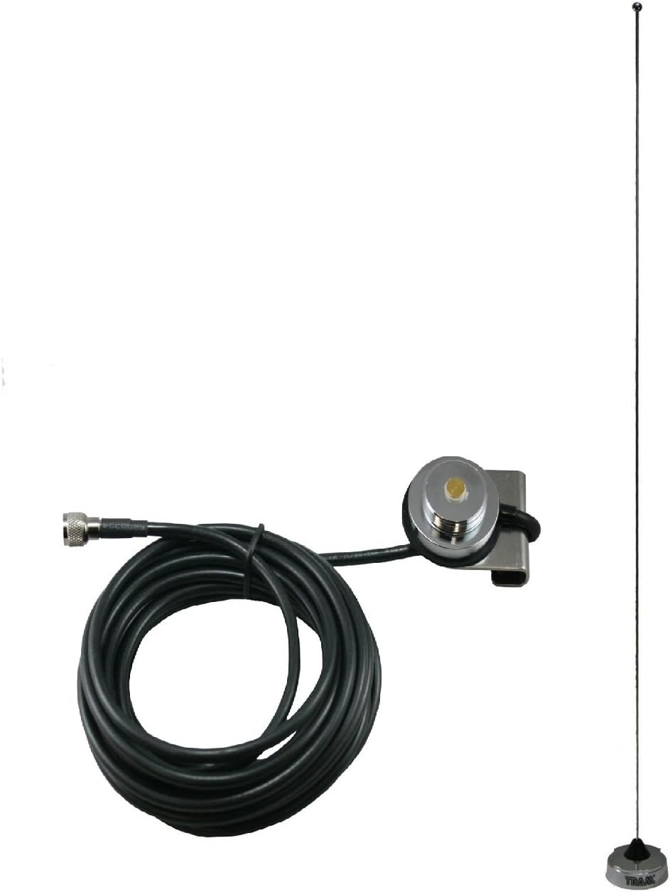 Tram 1121+1247MUHF Trunk Mount VHF Antenna Kit.150-162 MHz, 17", Chrome, with MUHF Connector. Compatible with Motorola Radios.