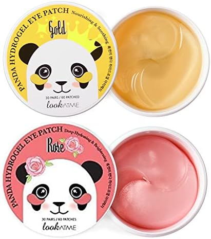 LOOKATME Korean Eye Mask for Dark Circles and Puffiness, Hydrogel Eye Patch for Eye Bags with Rose Gold (60pcs x 2pk), Eye Masks for Puffy Eyes, Hyaluronic Acid and Collagen, Premium Eye Gel Pads