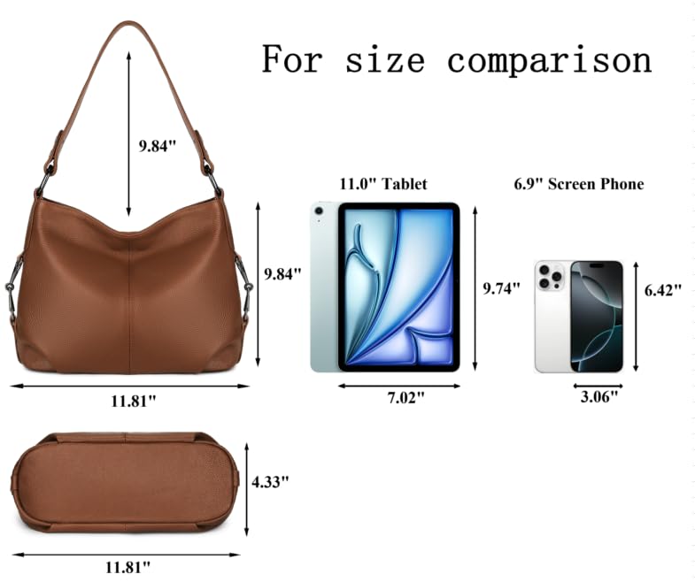 Image of YALUXE Women's Real Leather Shoulder Bags Hobo Handbags Purse Crossbody Bag