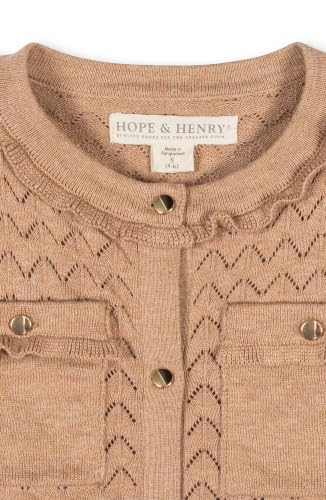 Image of Hope & Henry Girls' Long Sleeve Fancy Cardigan Sweater with Stripe Trim