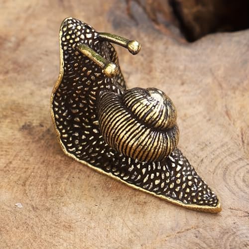 Brass Snail Figurine – Intricately Crafted Antique-Style Decorative Desk Accessory for Office &amp; Home | Indoor/Outdoor Deco