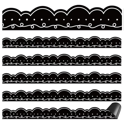 Qeeenar 24 Pcs Magnetic Borders for Classroom Whiteboard Magnetic Strip Bulletin Board Borders School Classroom Chalkboard Trim Decorations for School Teacher Decorations(Black)
