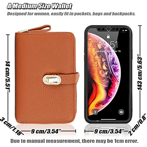 Elegant Grained Cowhide Bifold Small Wallet for Women Classic Simple RFID Blocking Credit Card Holder with Zip Coin Purse2