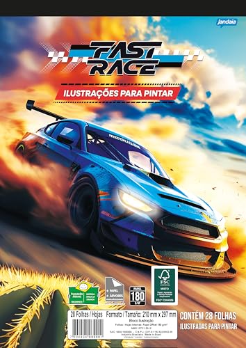 Jandaia - Bloco para Colorir - A4-28 Folhas - 180G - Fast Race