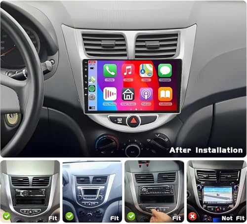 Image of 4+64G Double Din Car Radio for Hyundai Accent 2012-2017, 4 Core 9 Inch Android 14 Touch Screen Stereo with Wireless Carplay Android Bluetooth GPS Backup Camera WiFi SWC FM Mirror Link