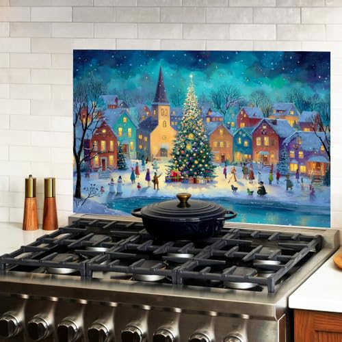Image of Christmas Town Square Backsplash Peel and Stick, 35.4x23.6 in