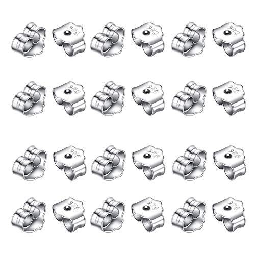 Yuccer Replacement Earring Back Kit 925 Sterling Silver Secure Silver Backs for Stud Earrings for Women Girls Teens (24 PCS)