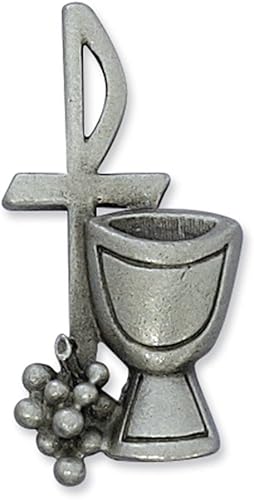 Peltre CRUZ Chi Rho con cáliz y la uva 112-inch Lapel Pin