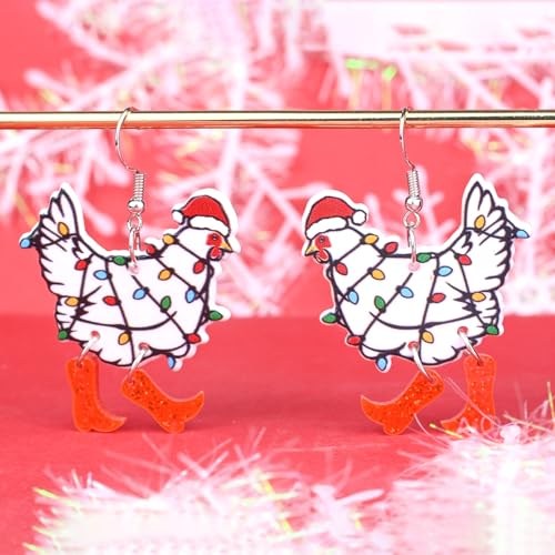 Boucles d'oreilles poulet acrylique légères pour éviter les douleurs aux lobes