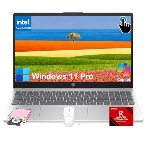 Image of HP 15.6-inch Touchscreen Laptop Computer for Business & Student - 16GB RAM, 512GB SSD, Intel 13th Gen i3 1315U, HD Touch Display, AI Copilot, Wifi6, Fast Charge, HD Camera, Win 11 Pro, Accessories