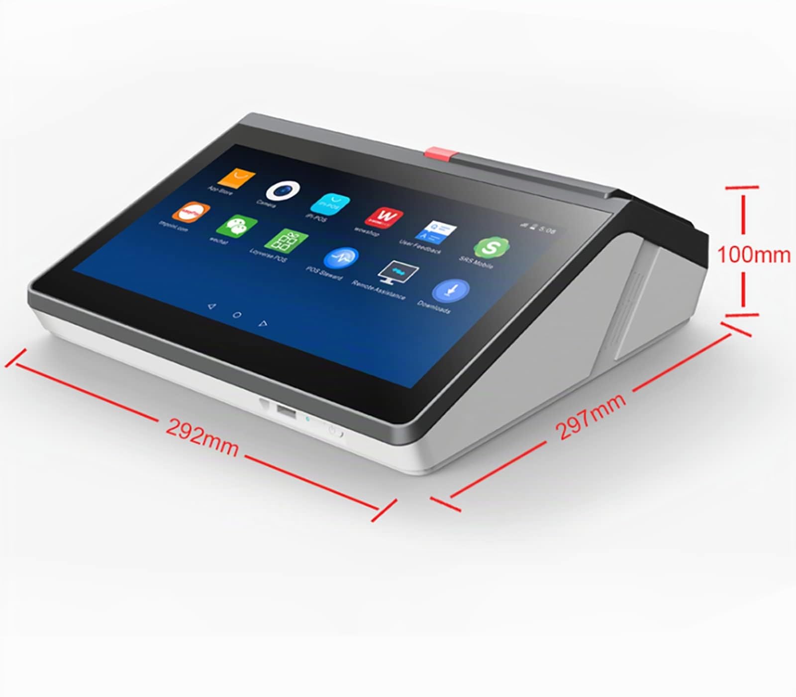 Registratore di cassa touch screen da 11,6 pollici, terminale di pagamento integrato e sistema di cassa per l'accettazione di contactless, chip, carte, stampante di ricevute Terminale Smart POS per Wi