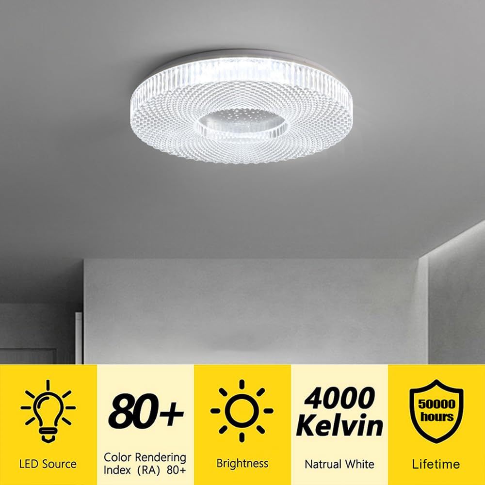 Dimmbare LED-Unterputz-Deckenleuchte, 3000 K–6000 K, wählbar, Moderne, runde, deckennahe Beleuchtungskörper, minimalistische Deckenleuchte für Schlafzimmer, Küche, Flur, Waschküche
