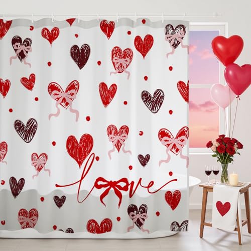 Mocsicka Valentines Shower Curtain Vintage Heart...