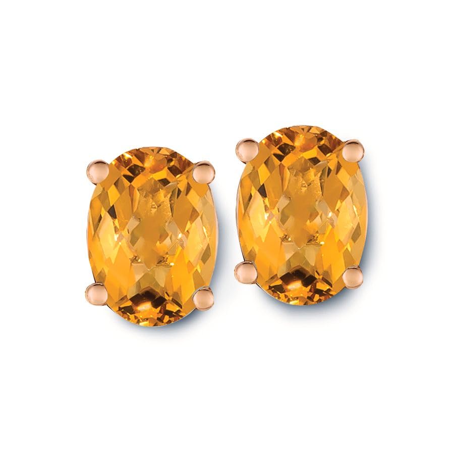 Le Vian Oval Stud Earrings for Women I 14k Yellow or Rose Gold Plated 925 Sterling Silver Earrings for Her I Classic Unisex Push Back Studs I 8x6 mm