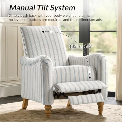 Sillón reclinable tela rayada Azul miniatura 6