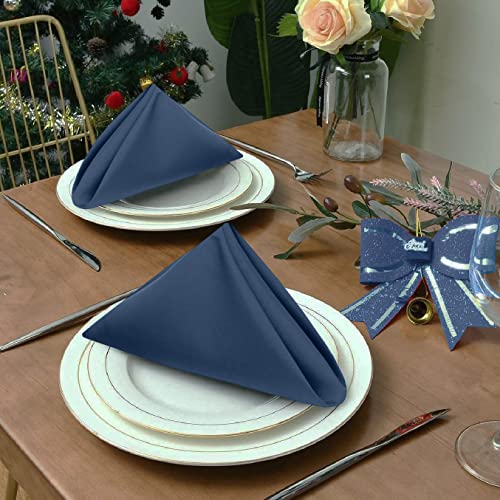 Image of Ruvanti Cloth Napkins Set of 6, 18x18 Inches Napkins Cloth Washable, Soft, Durable, Absorbent, Cotton Blend. Table Dinner Napkins Cloth for Hotel, Lunch, Restaurant, Wedding Parties - Ocean Blue